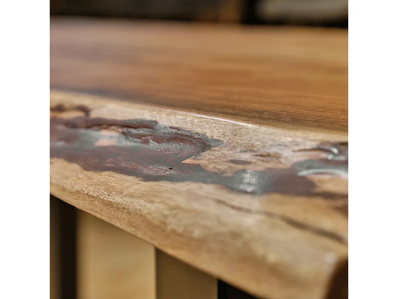 Banc 170 cm en bois d'acacia massif et pieds luge métal noir - OTTAWA