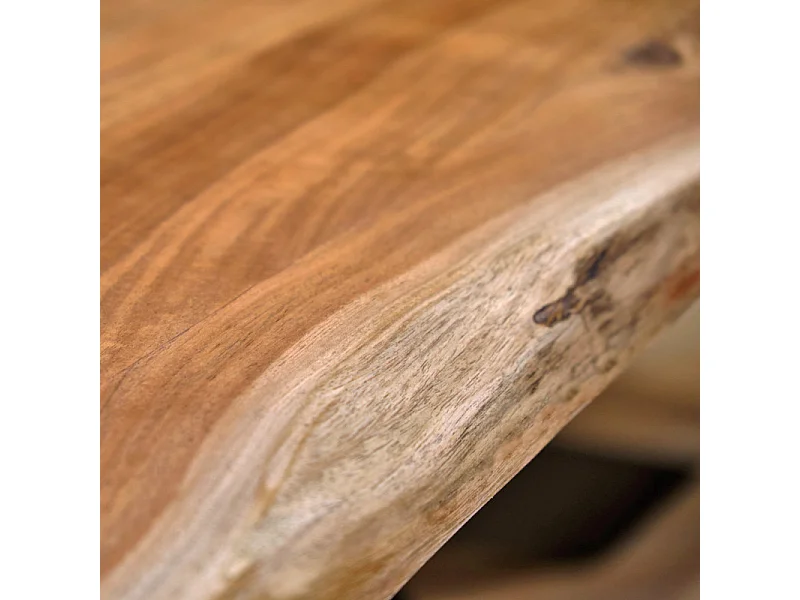 Table 200x100 cm bois d'acacia pied central croix métal noir - OTTAWA