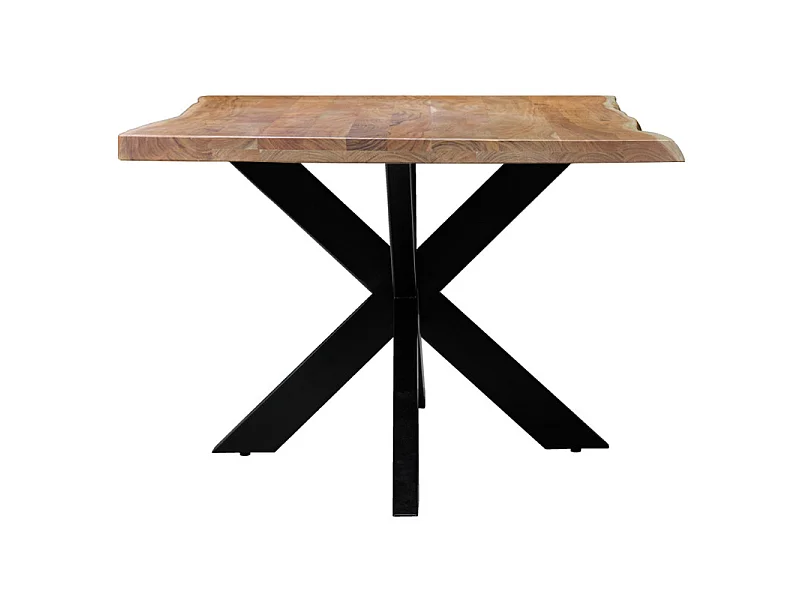 Table 200x100 cm bois d'acacia pied central croix métal noir - OTTAWA