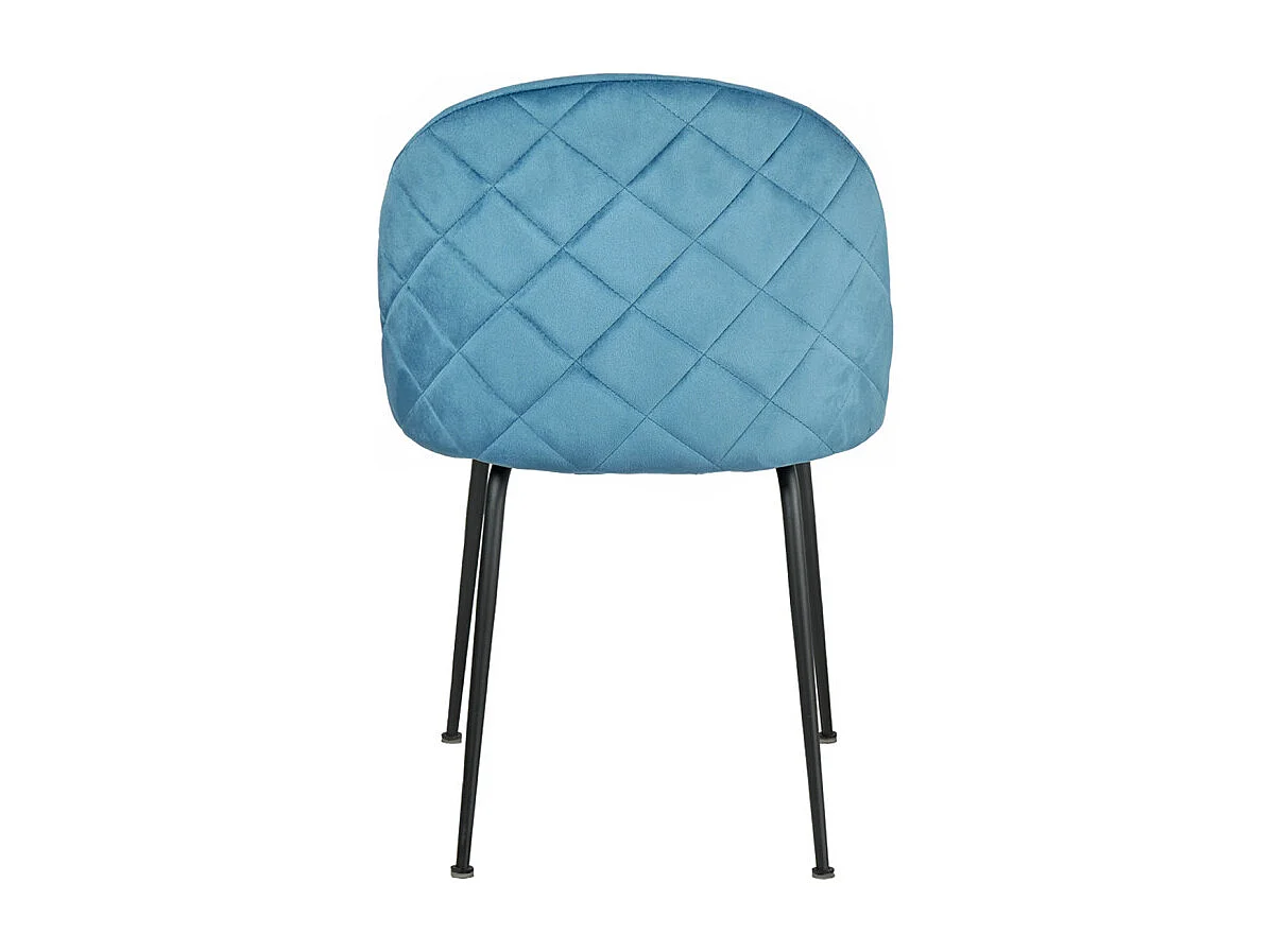 Lot de 2 chaises velours bleu capitonnée et pieds métal noir - FARA