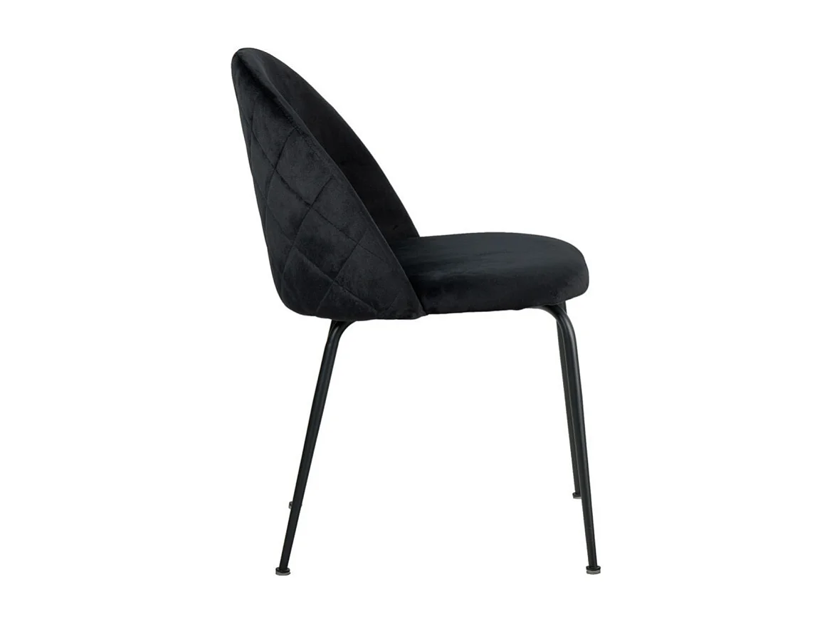 Lot de 2 chaises velours noir capitonnée et pieds métal noir - FARA