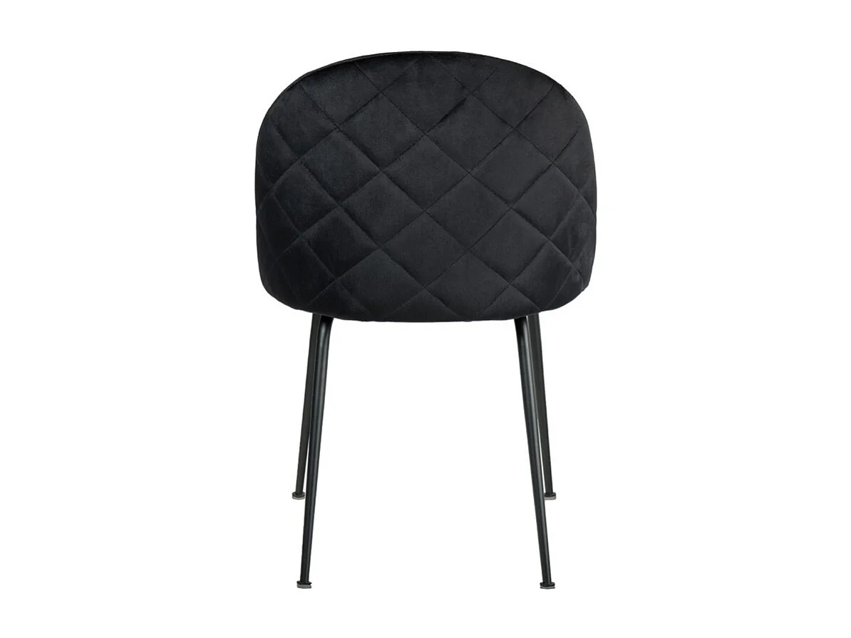 Lot de 2 chaises velours noir capitonnée et pieds métal noir - FARA