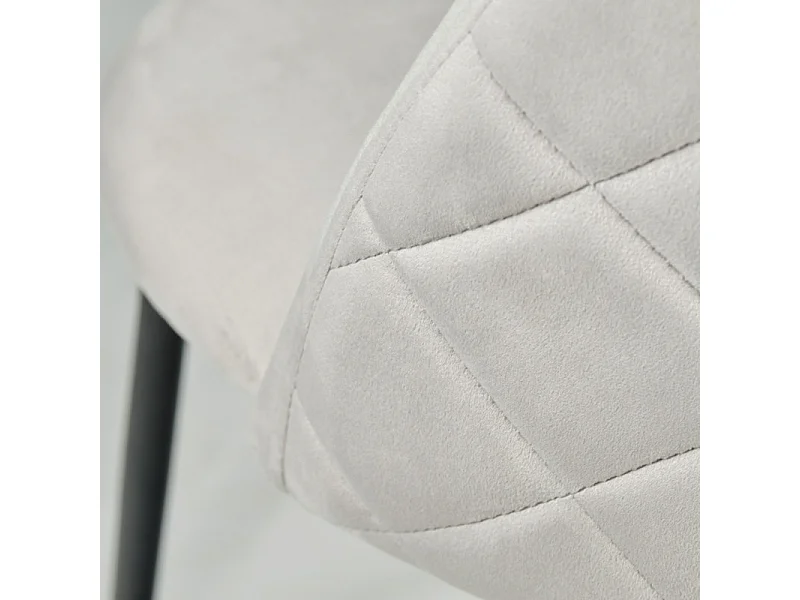 Lot de 2 chaises velours gris capitonnée et pieds métal noir - FARA