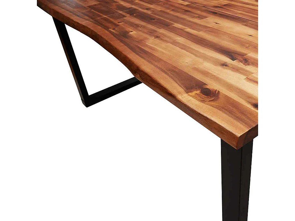 Tavolo da Pranzo Bordi Vivi 140x80x75 cm Legno Massello Acacia