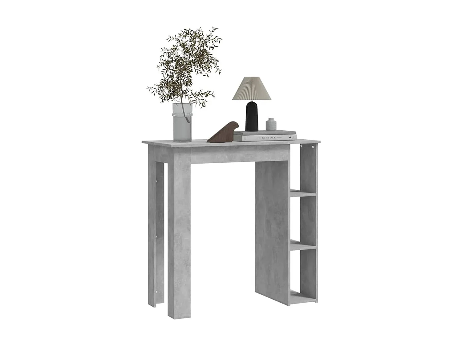 Table de bar avec étagère Gris béton Bois d'ingénierie