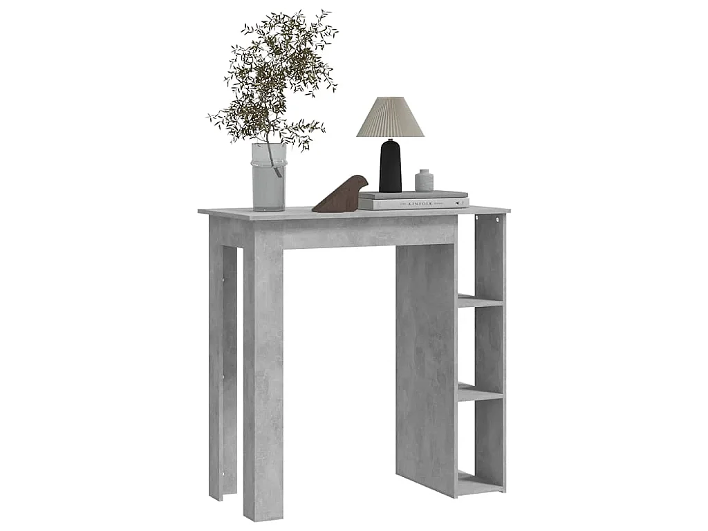Table de bar avec étagère Gris béton Bois d'ingénierie