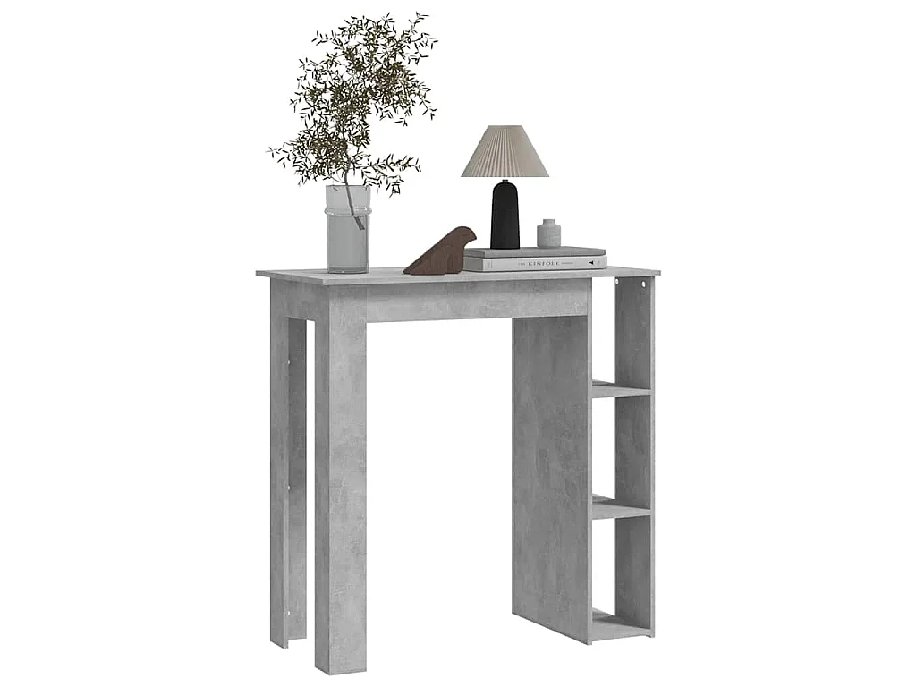 Table de bar avec étagère Gris béton Bois d'ingénierie