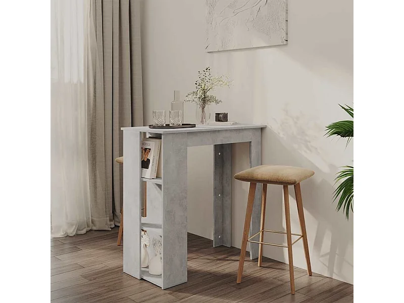 Bartisch mit Regal Betongrau 102x50x103,5 cm Holzwerkstoff