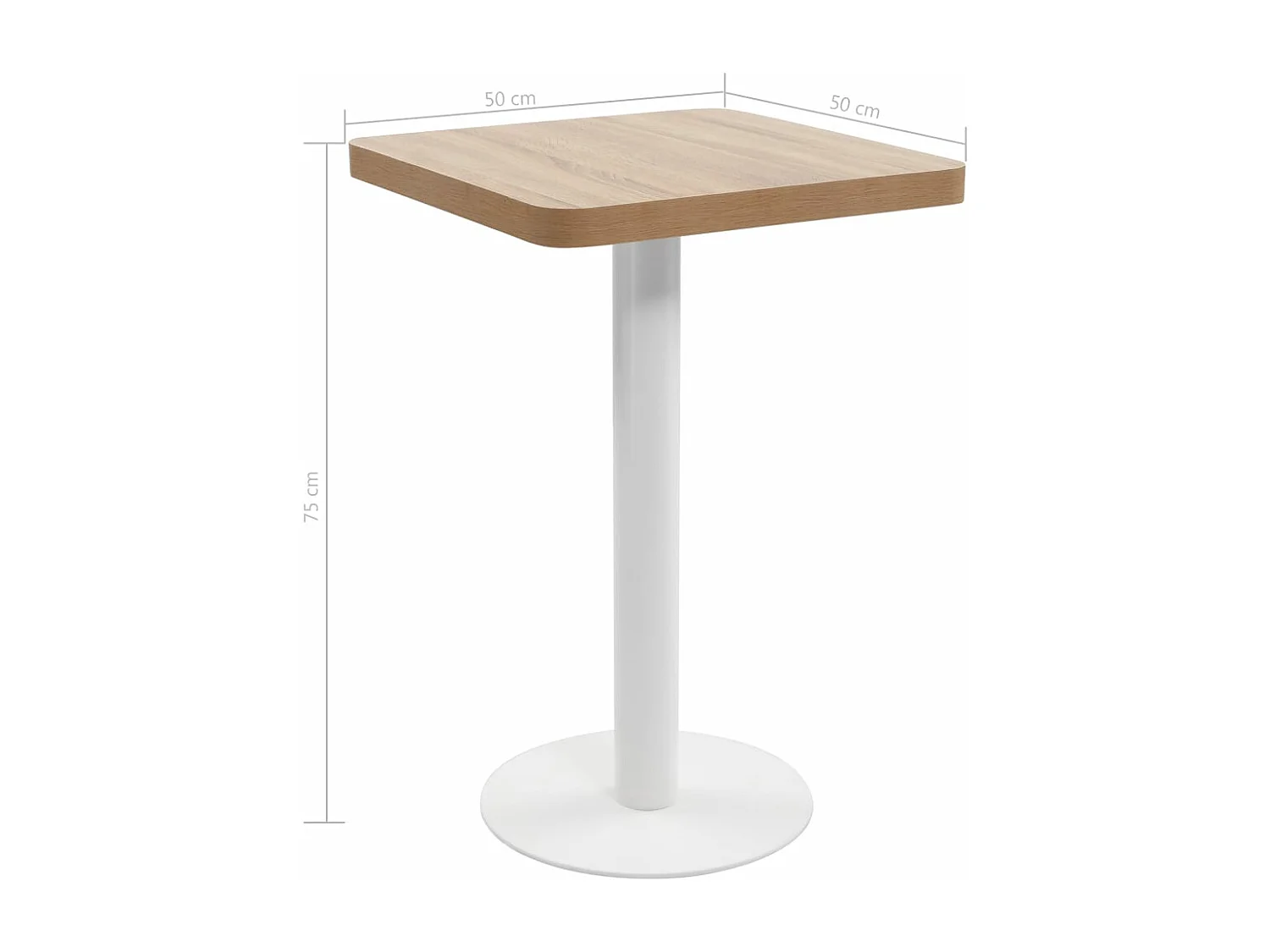 Tavolo da Bistrot Marrone Chiaro 50x50 cm in MDF