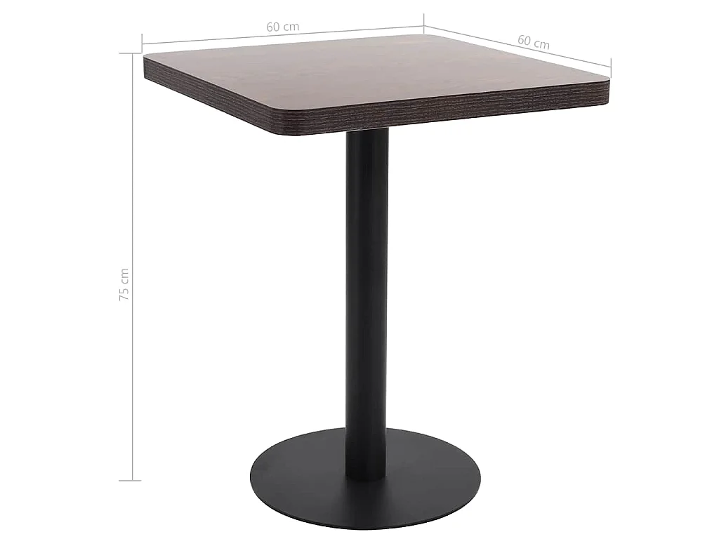 Bistrotisch Dunkelbraun 60x60 cm MDF