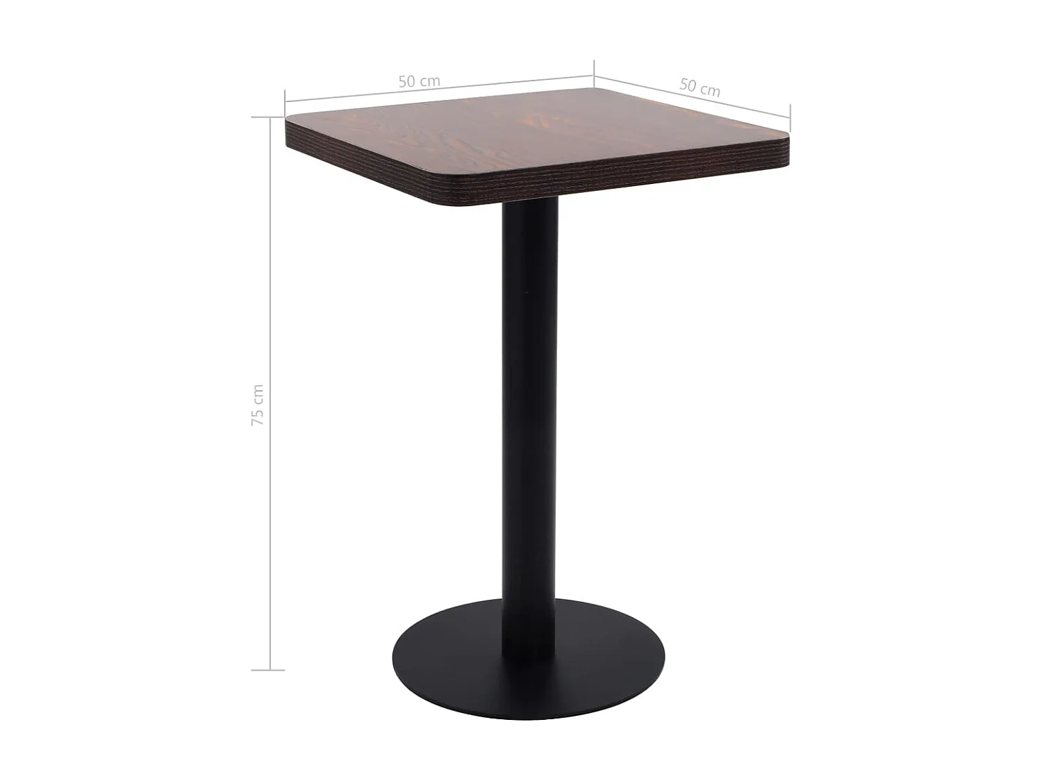 Tavolo da Bistrot Marrone Scuro 50x50 cm in MDF