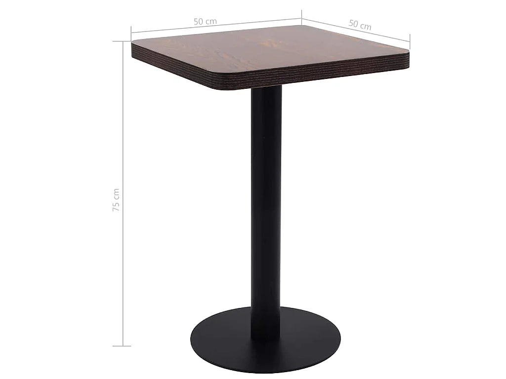 Tavolo da Bistrot Marrone Scuro 50x50 cm in MDF