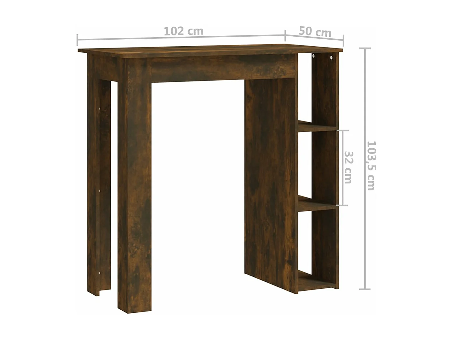 Bartisch mit Regal Räuchereiche 102x50x103,5 cm Holzwerkstoff