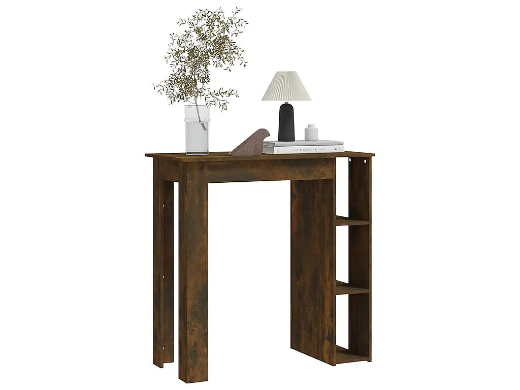 Table de bar avec étagère chêne fumé bois d'ingénierie