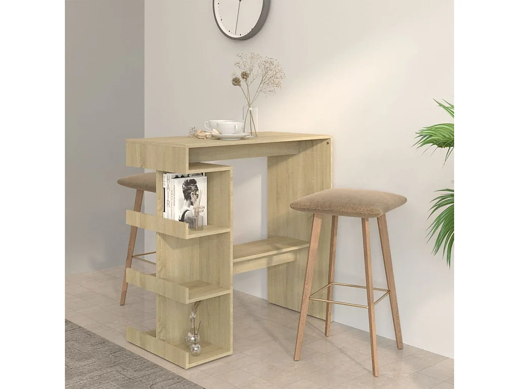Bartisch mit Regal Sonoma-Eiche 100x50x101,5 cm Holzwerkstoff