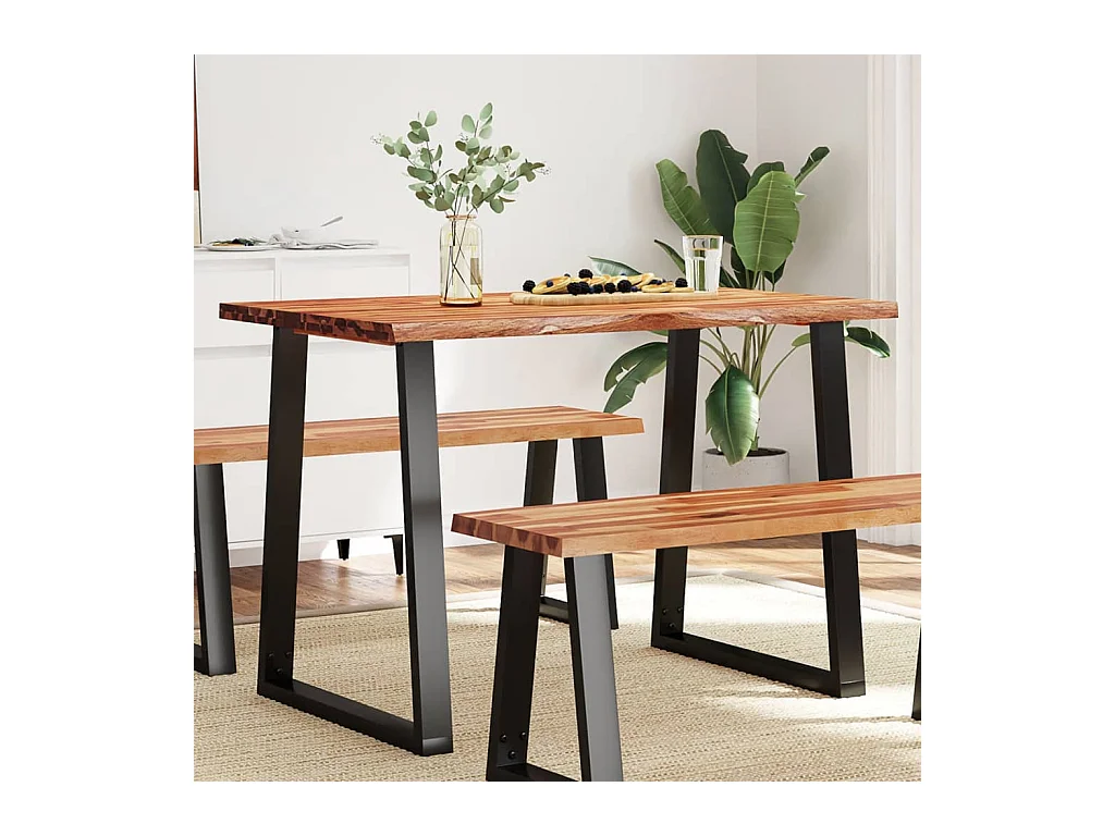 Table à manger 110x70x75 cm bois d'acacia solide à bord vif
