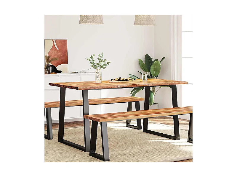 Mesa de jantar c/ bordas vivas 160x80x75 cm acácia maciça