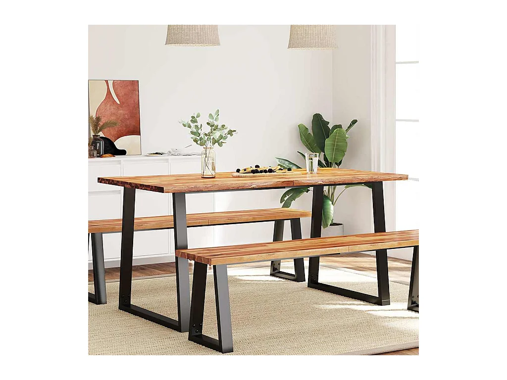 Eettafel met natuurlijke rand 160x80x75 cm massief acaciahout