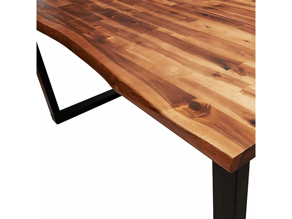 Eettafel met natuurlijke rand 160x80x75 cm massief acaciahout