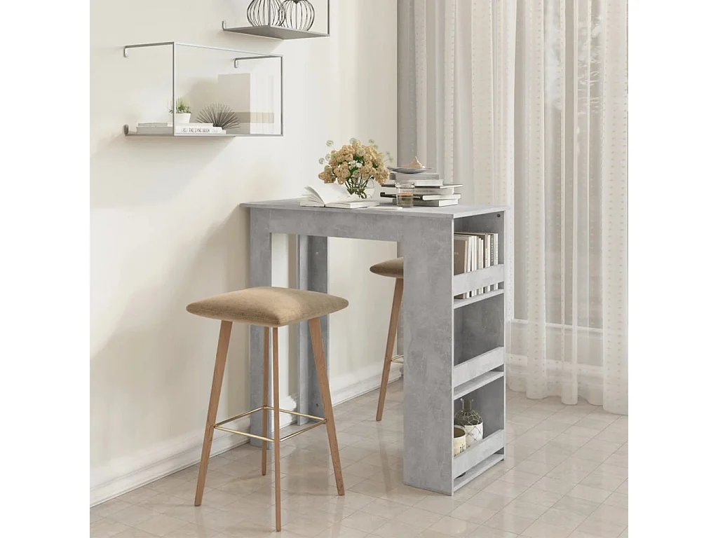 Bartafel met opbergrek 102x50x103,5 cm spaanplaat betongrijs
