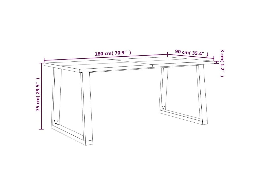 Esstisch Baumkante 180x90x75 cm Massivholz Akazie