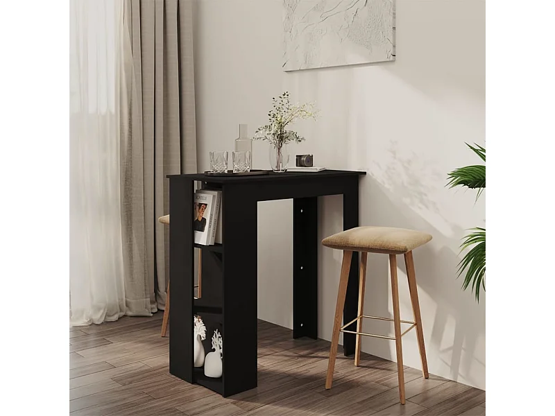 Table de bar avec étagère Noir 102x50x103,5cm Bois d'ingénierie