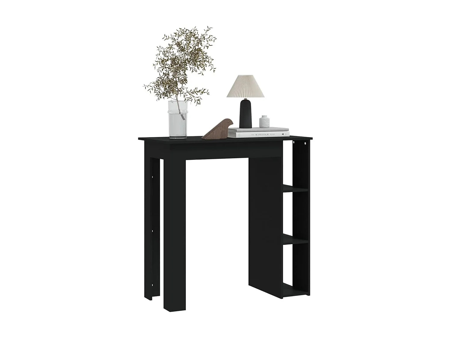 Mesa bar con estante madera contrachapada negro 102x50x103,5 cm