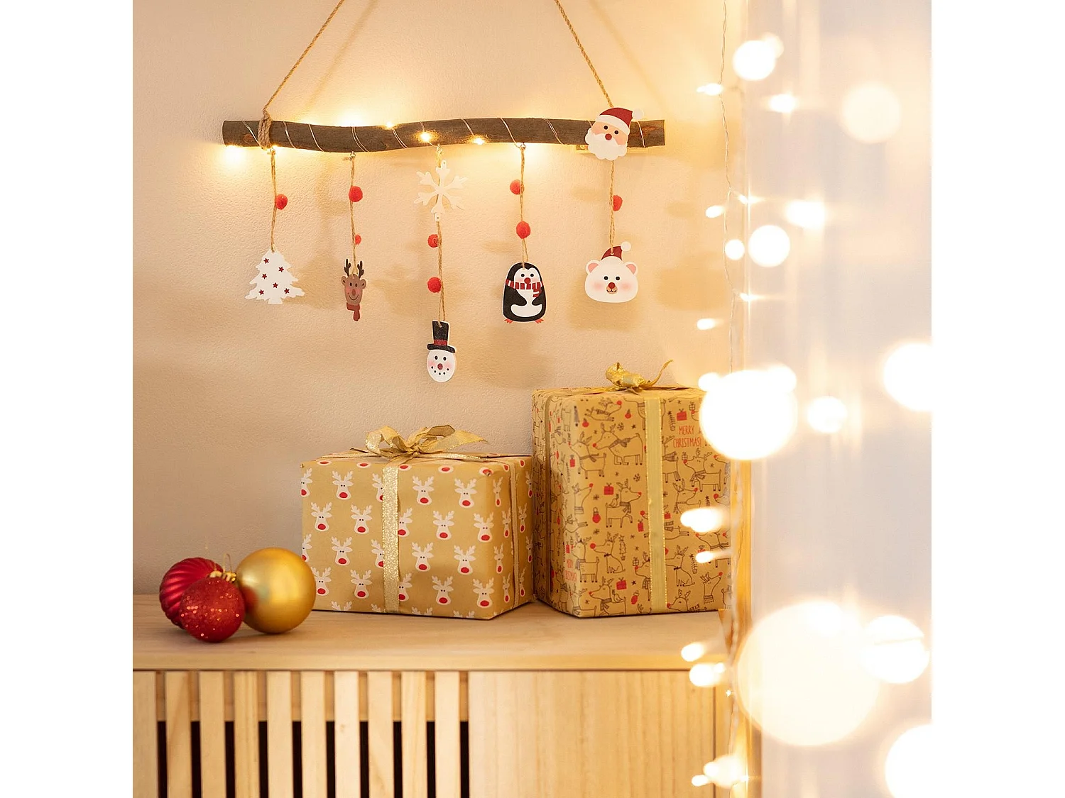 Guirnalda LED Colgante Tronco de Navidad Natural