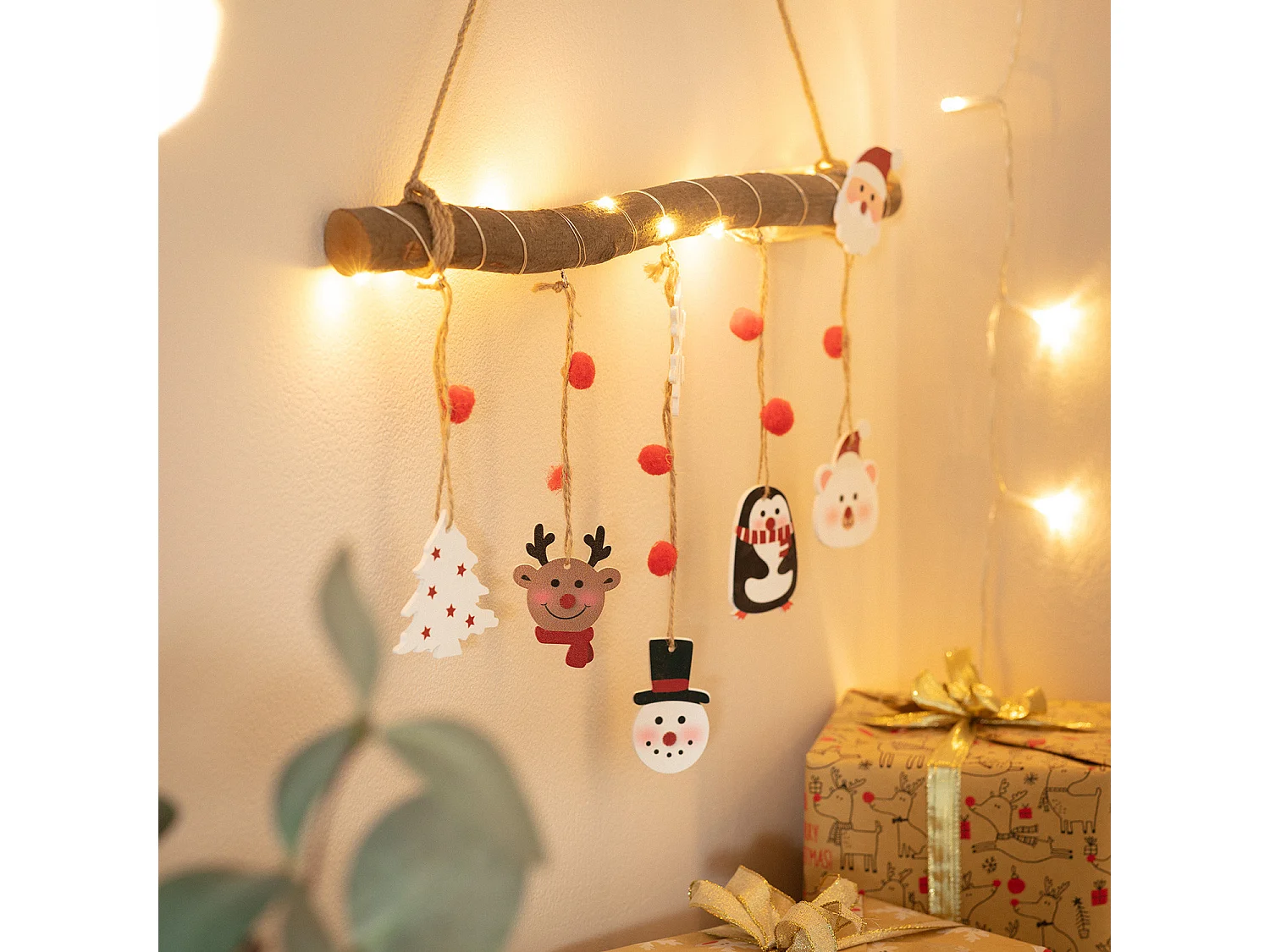 Guirnalda LED Colgante Tronco de Navidad Natural