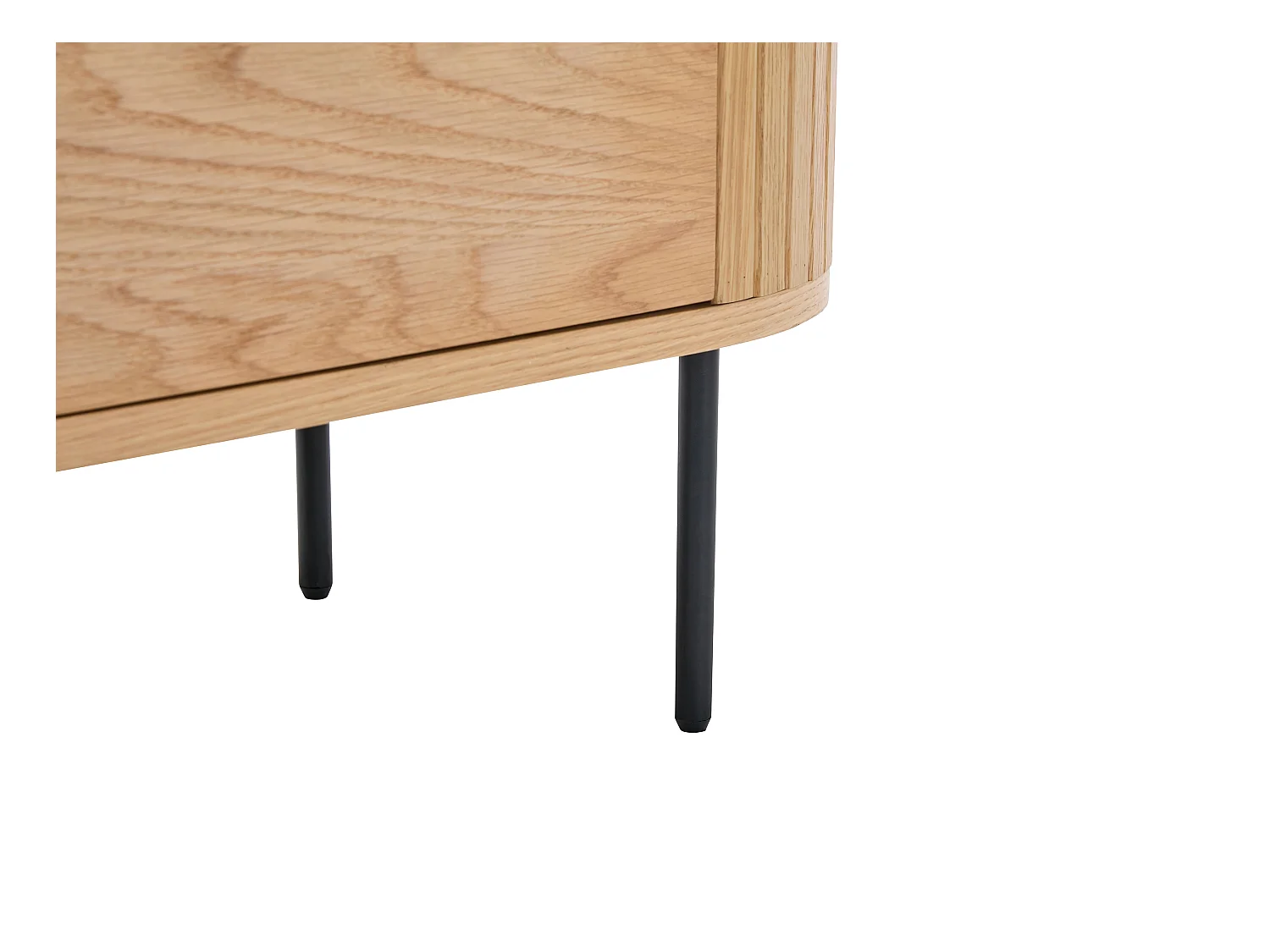 Mueble TV con 2 puertas chapado en roble y metal - Natural claro y Negro - CARDIONA