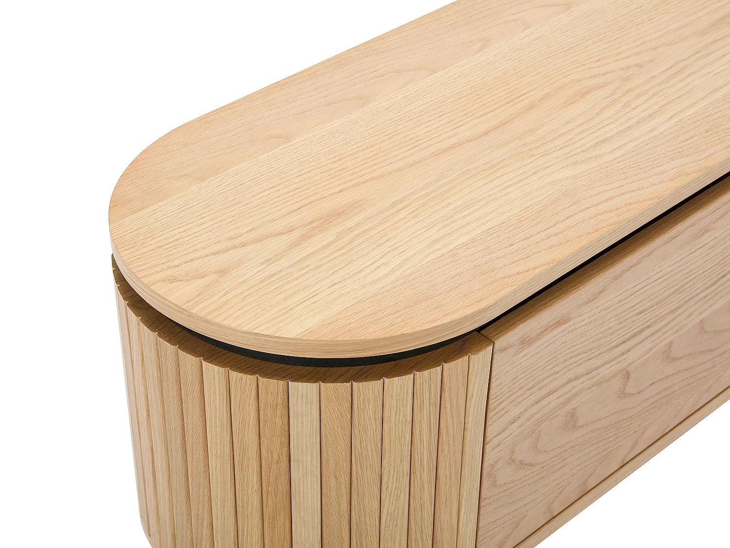 Meuble TV avec 2 portes placage chêne et métal - Naturel clair et Noir - CARDIONA