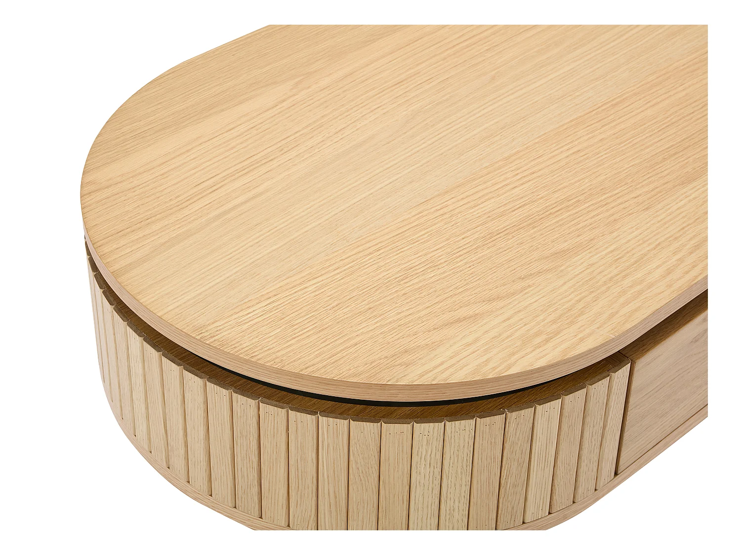 Mesa de centro con 2 cajones chapado en roble y metal - Natural claro y Negro - CARDIONA