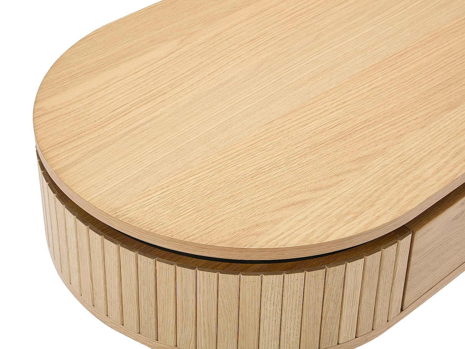 Table basse avec 2 tiroirs placage chêne et métal - Naturel clair et Noir - CARDIONA