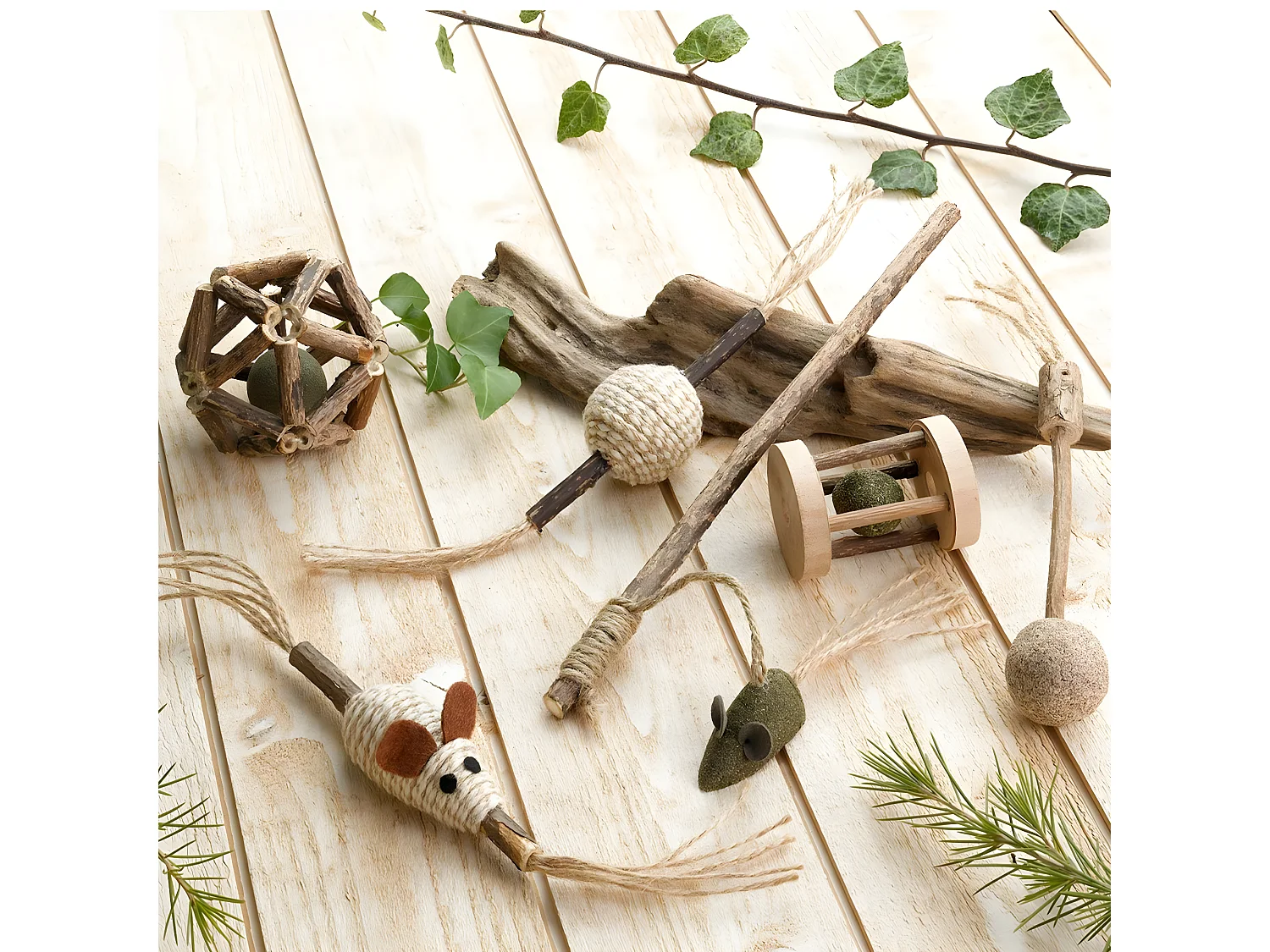 Jouet Balle pour Chat "Matatabi" 8cm Naturel