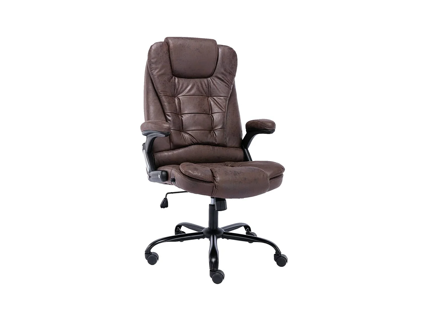 Chaise de bureau marron foncé similicuir daim