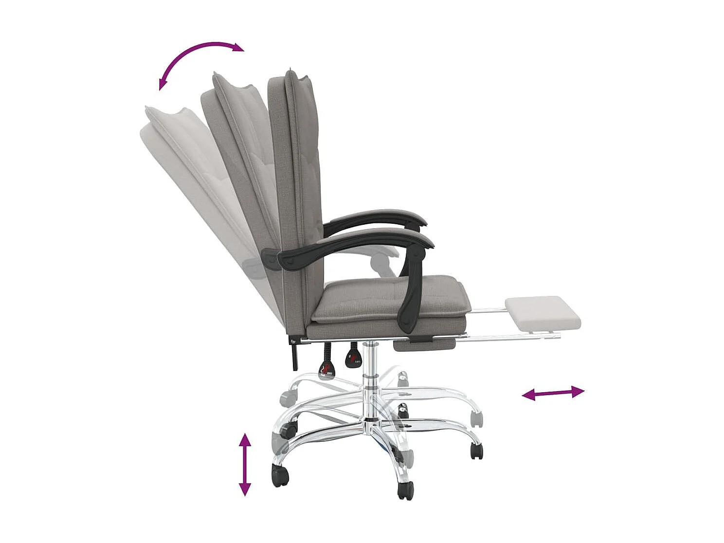 Bürostuhl mit Liegefunktion Taupe Stoff