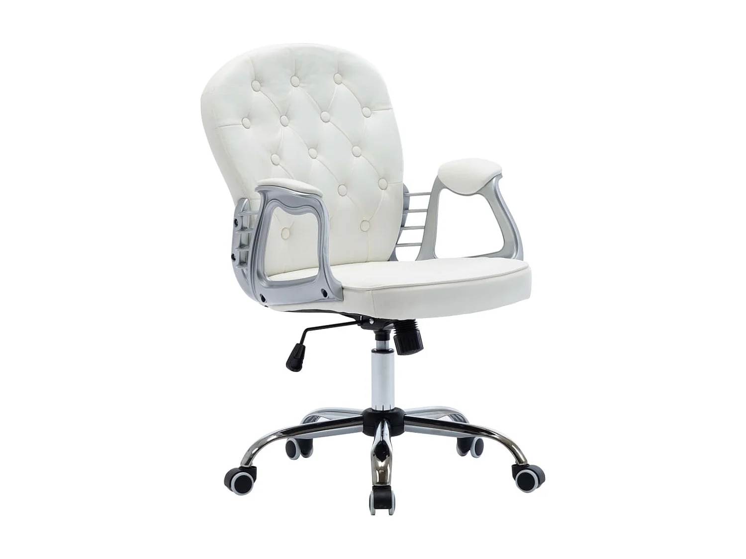Cadeira de escritório giratória em couro artificial branco