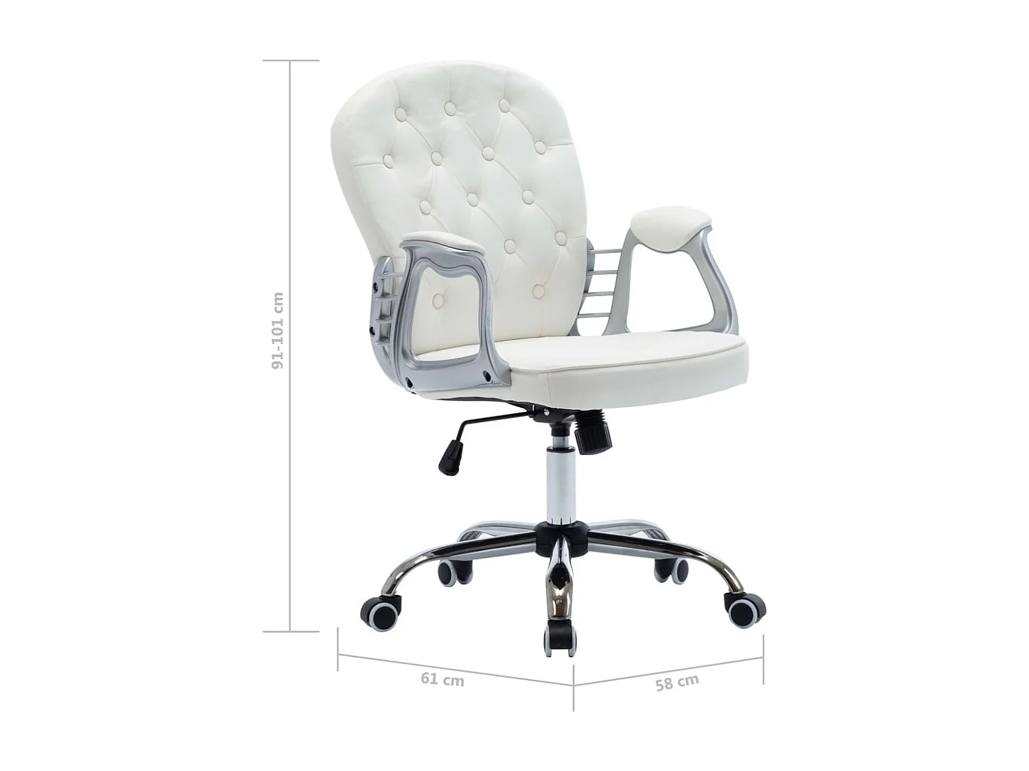 Cadeira de escritório giratória em couro artificial branco