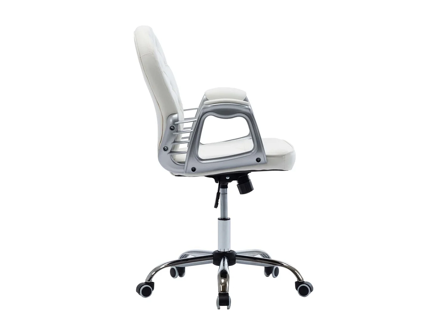 Cadeira de escritório giratória em couro artificial branco