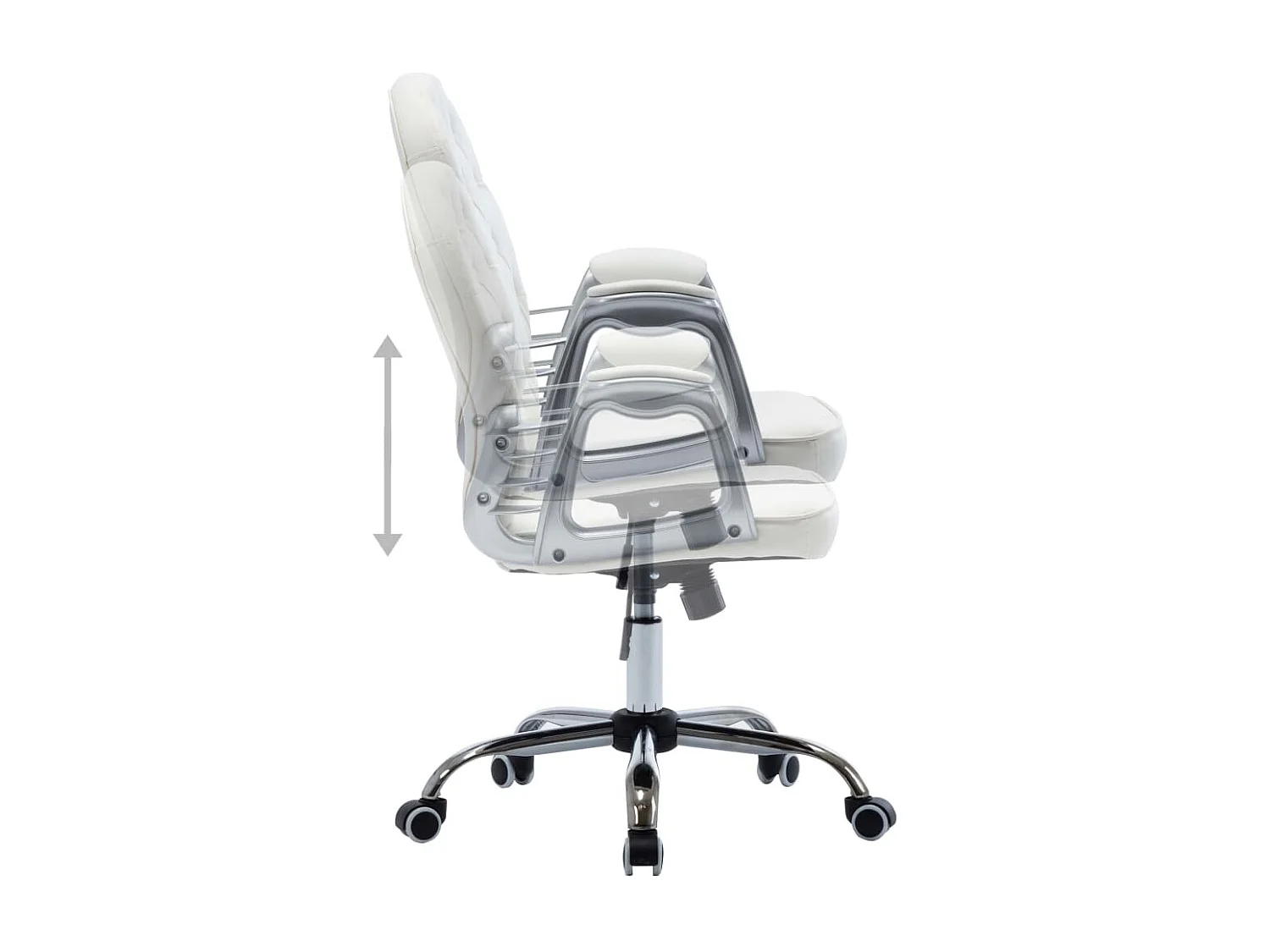 Cadeira de escritório giratória em couro artificial branco