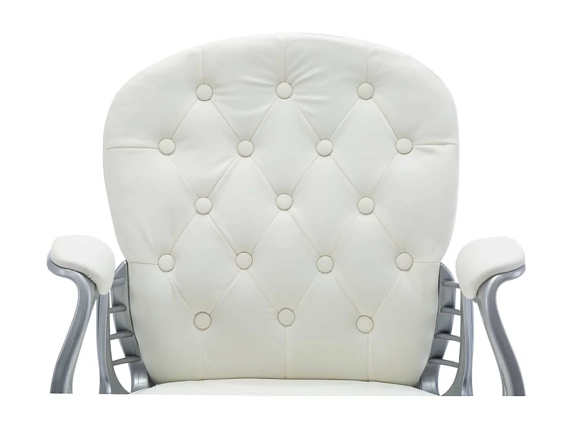 Cadeira de escritório giratória em couro artificial branco