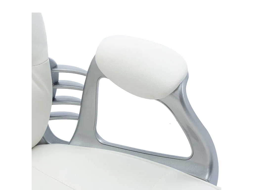 Cadeira de escritório giratória em couro artificial branco