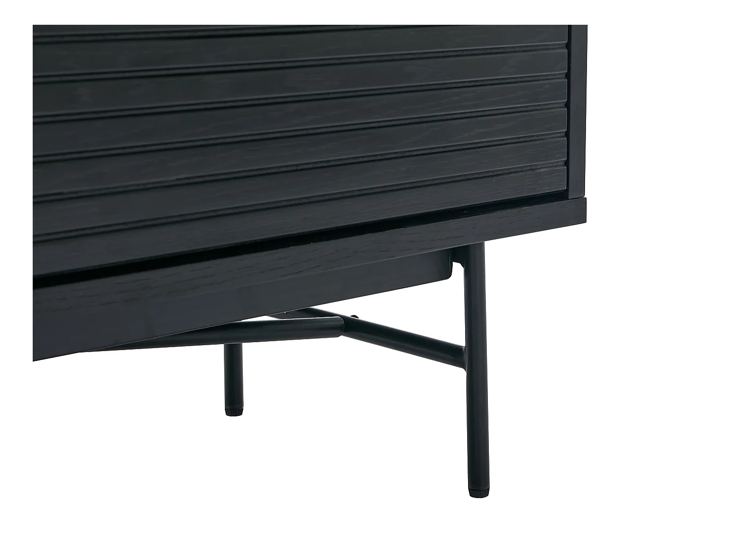 Buffet avec 2 portes et 3 tiroirs placage chêne et métal - Noir et Doré - SIRIOLA
