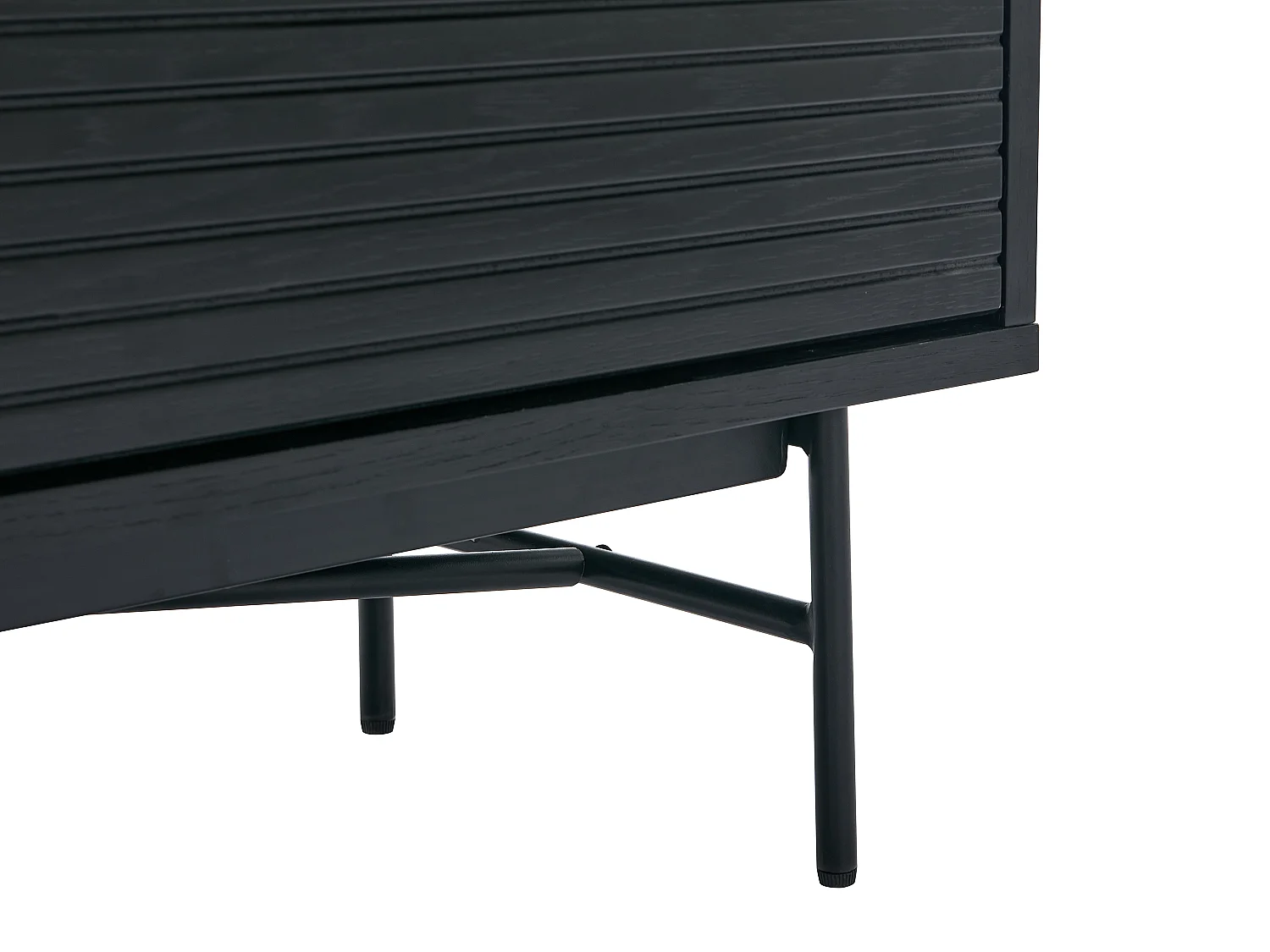 Buffet avec 2 portes et 3 tiroirs placage chêne et métal - Noir et Doré - SIRIOLA