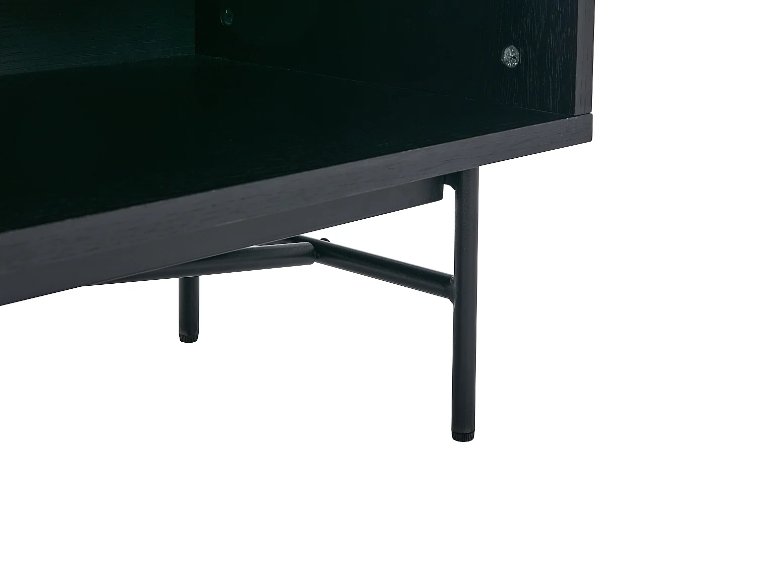 TV-Möbel mit 2 Türen & 2 Ablagefächern - Eichenfurnier & Metall - Schwarz & Goldfarben - SIRIOLA