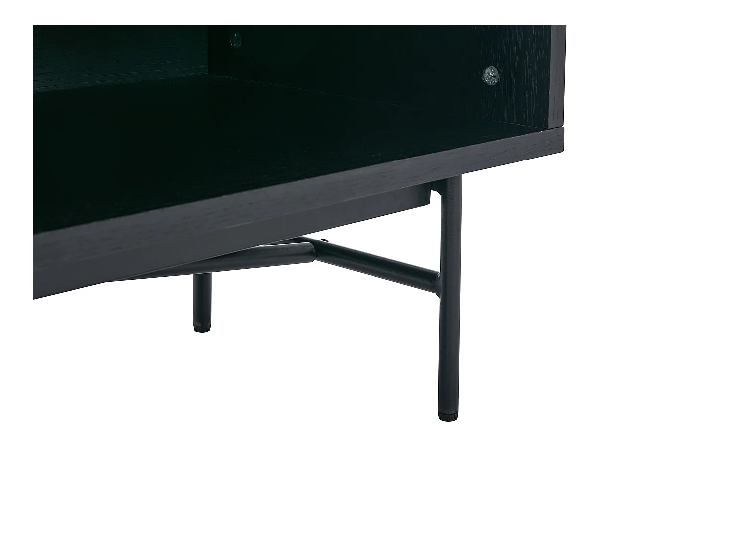 Mueble TV con 2 puertas y 2 estantes chapado en roble y metal - Negro y Dorado - SIRIOLA