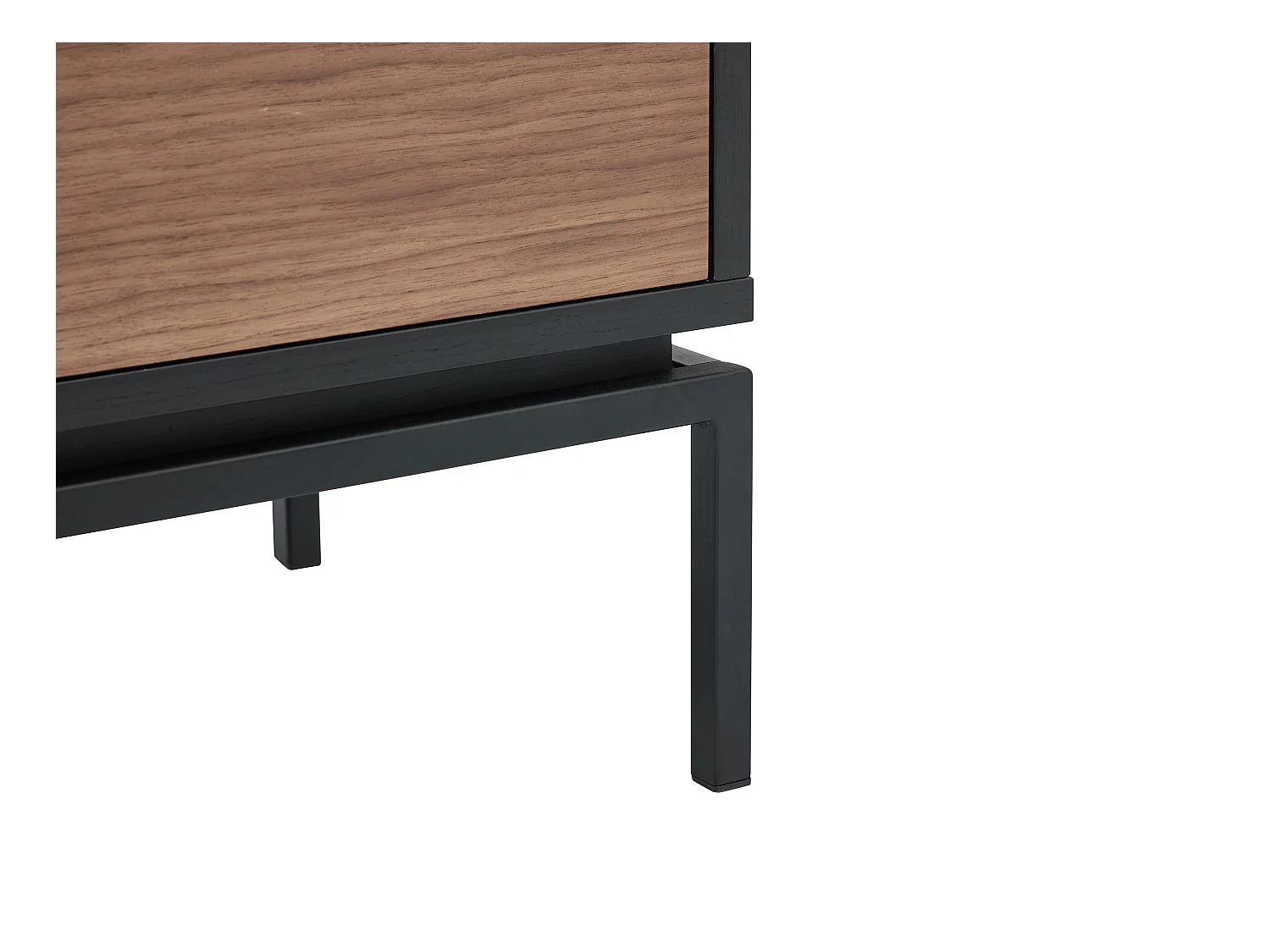 Sideboard mit 2 Türen & 3 Schubladen - Nussbaumfurnier & Metall - Holzfarben dunkel & Schwarz - ZINORI