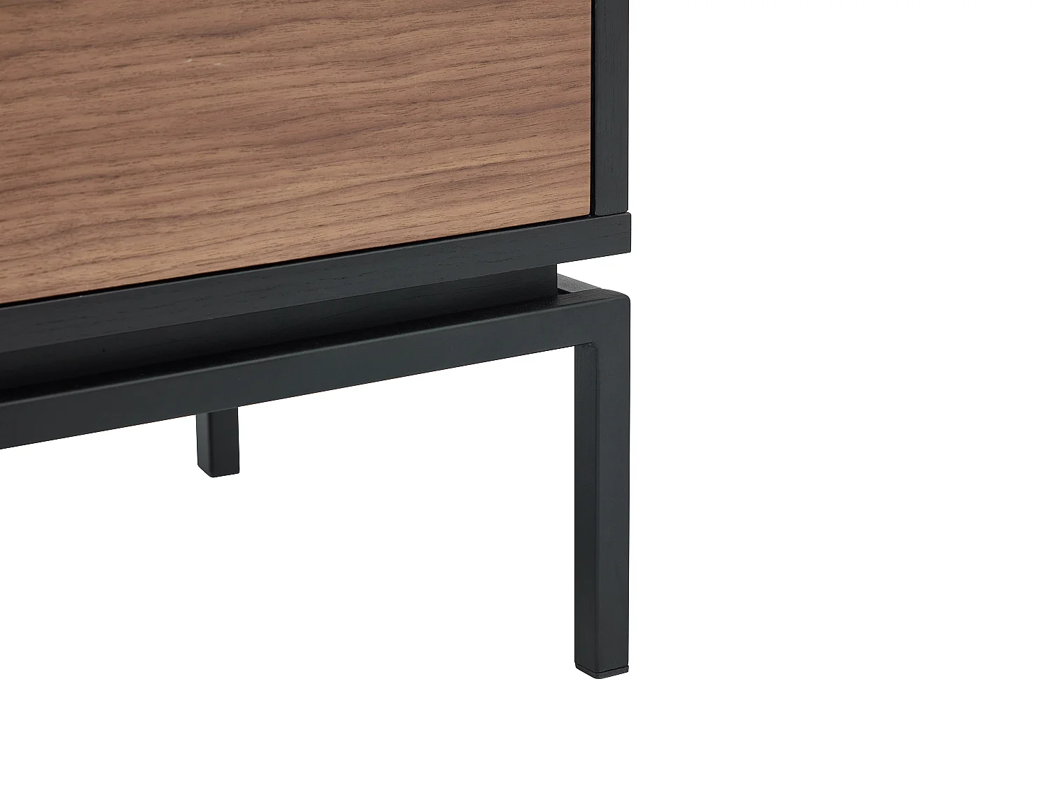 Sideboard mit 2 Türen & 3 Schubladen - Nussbaumfurnier & Metall - Holzfarben dunkel & Schwarz - ZINORI