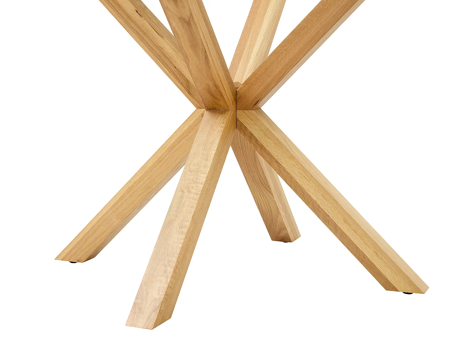 Table à manger ronde 4 couverts en verre trempé et bois de chêne - Transparent - LANIEVO