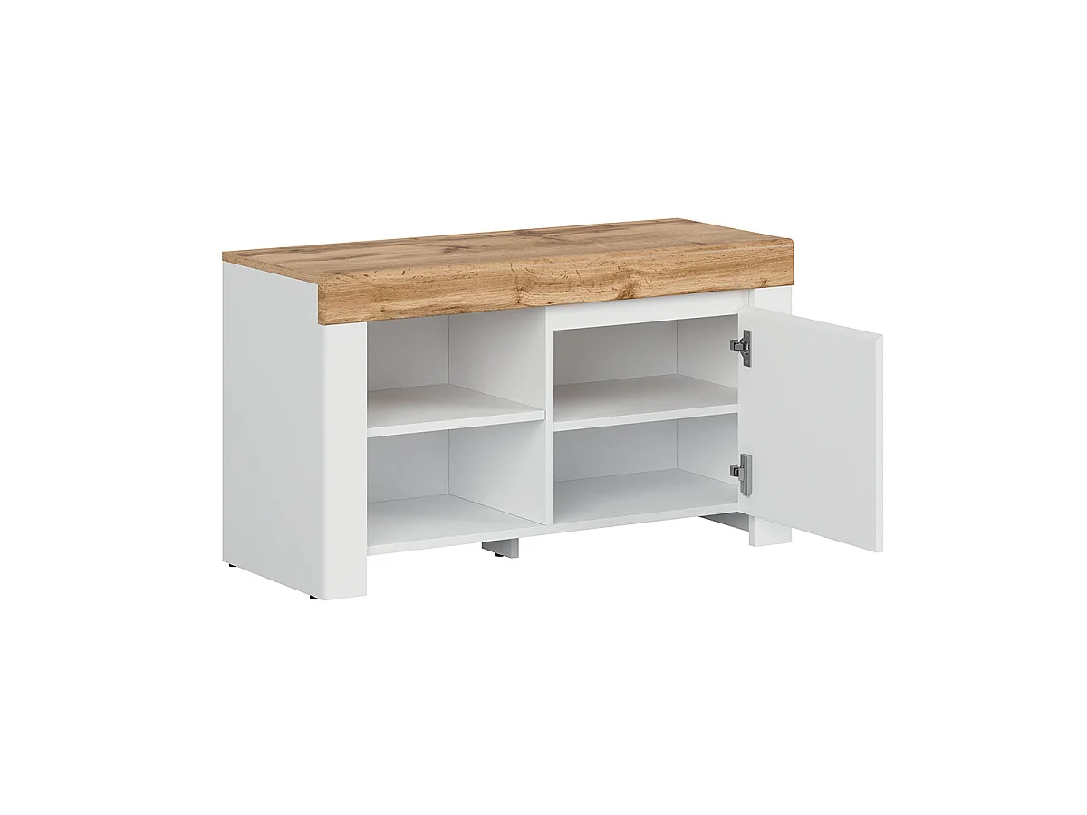 Hella Low Shoe Cabinet White and Wood